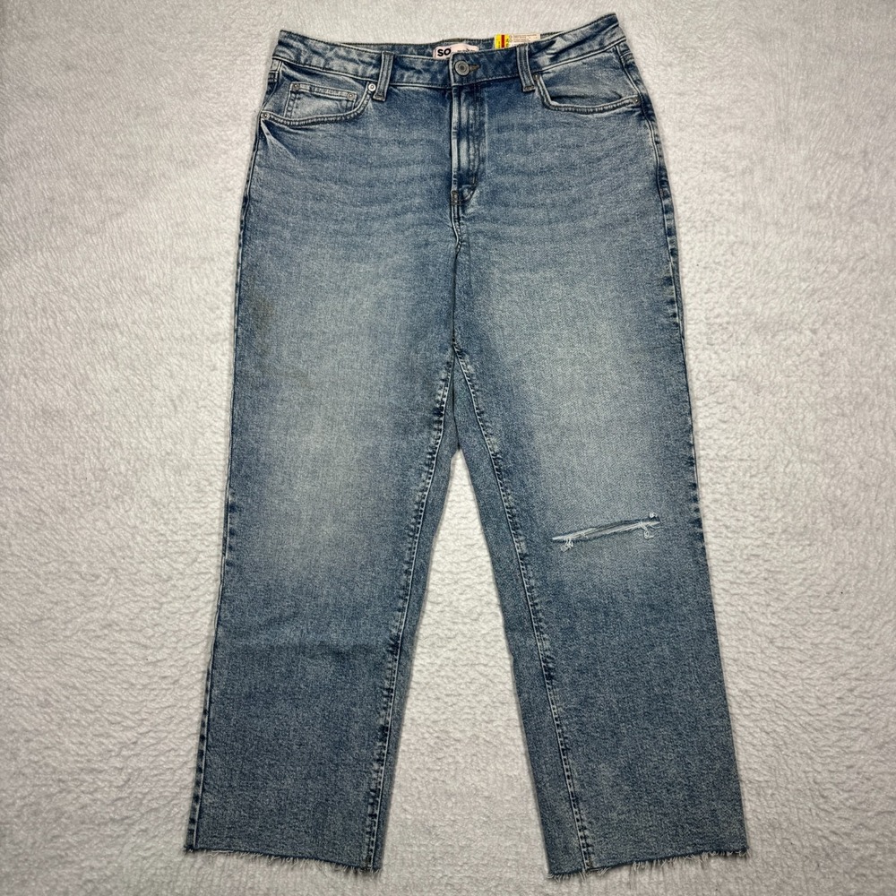 NWT So High Rise Slim Straight Crop Jeans Blue Denim Pants Women's Size 15